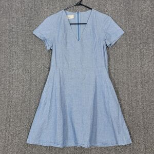 Maison Kitsune Dress Womens Small 38 Blue Short Sleeve Cotton Mini